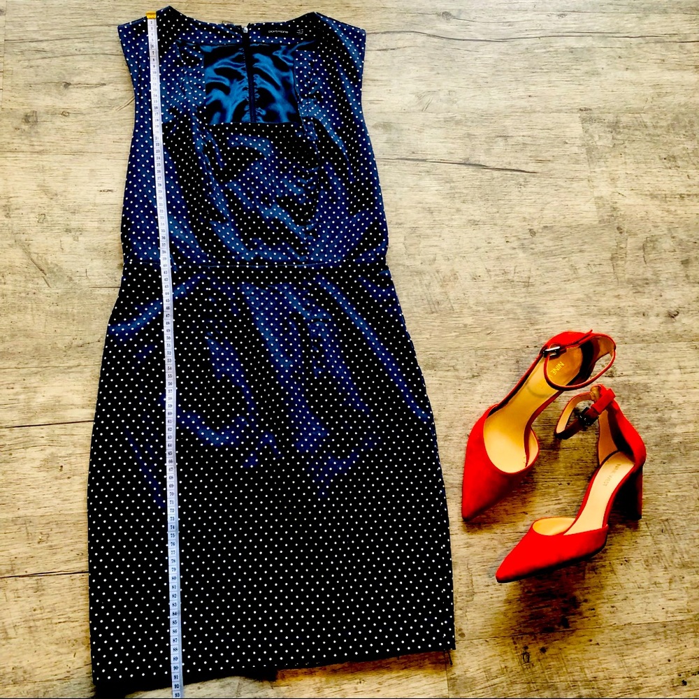 MOVING SALE 🔥  PORTMANS Navy & White Polka Dot Pencil Dress Size EUC 10 - Picture 5 of 16